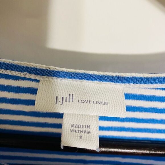J Jill Womens Blue And White Stripes Linen‎ Top Size Small - Picture 2 of 6